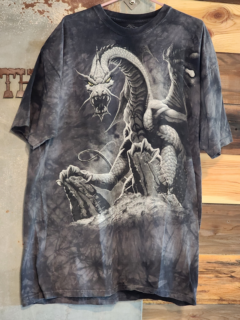 The Mountain Black Gray Dragon Graphic Tee